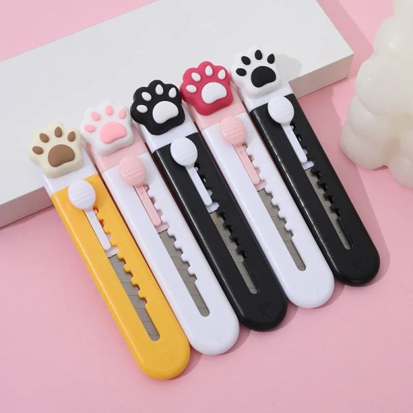 Blades 40 PCS / Lot Creative Cat Paw Utility Couteau Cutter Cutter Cutter Paper Razor Blade Office School Supplies