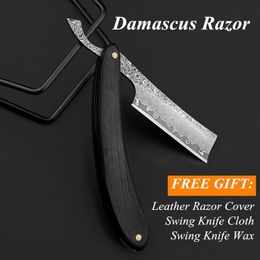 Blades 4pcs / Set Japonais VG10 Kit de rasoir en acier Handle Ebony Handle Pro manuel rasage Damas Razor Set Free Cloth / Wax / Bag G0105