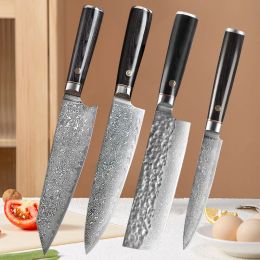 Blades 8 "Damas Steel Kiritsuke Nakiri Couteau 67 couches VG10 Razor Sharp Chef's Peleling Couteau pour Sushi Salmon Shicing