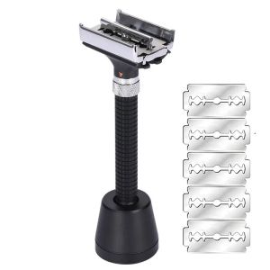 Bladen verstelbare vlinder Open Dubbele rand Safety Razors ingesteld met 5 pc -messen 1 scheermesbasis