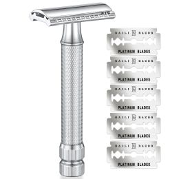 Les lames bailli ouverts Close Peigne Double bord Razor Razor Rasage humide inoxydable pour les hommes Femmes avec 5 Blades Platinum Legend Pro Brb3p