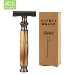 Blades HAWARD MATTE ZWARTE VEILIGHEID RAZOR Past alle dubbele randscheermessen Eco Friendly Shaving Razor, gemaakt van bamboobopper, nul afval