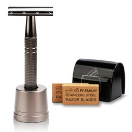 Blades HAWARD METAL DUBBELE RAND Safety Razor, 1 Razor 1 Blade verwijdering Case10 Blades, herbruikbaar Eco -vriendelijke badkamer Scheerscheermes