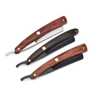 Blades High Quality Manuelle Handle de bois rasage rasoir Razor Men's Razor Barber Coiffure Coup Type de rasage Blade Couteau à raser