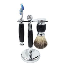 Blades Irazor Luxury Heren Wet scheren en Herenverwijdering 5Layer Safety Razor Nieuwe Design Resin -handgrepen met zachte pure dasborstel