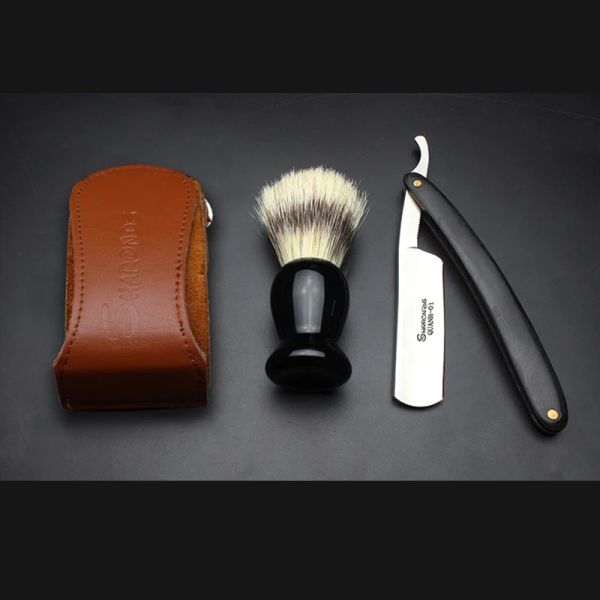 Blades Japan 440c Razor Vintage Set Brush Razor Barber Shop Shop à tête de rasage en carbone Razor droit Razor Handle