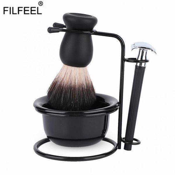 Blades Men Beard Shaving Set 3 en 1 Safe Razor Cepil Bowl Soporto Topeador de afeitar Razor Herramientas de afeitar para hombres Al por mayor