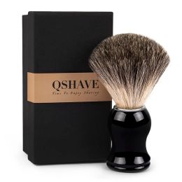 Blades Qshave Man Pure Badger Hair Shaving Brush 100% origineel voor scheermesrand Rechte klassieke veiligheidsscheermessen 11,5 cm x 5,2 cm