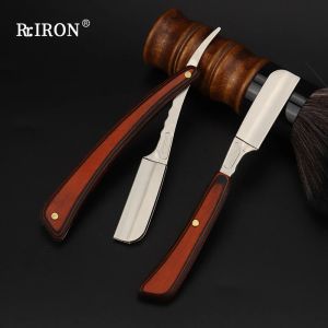 Blades Riron Barber Feather Razor Professional Men's Contest en acier inoxydable Pliage et dissolvant Herboving Hauster