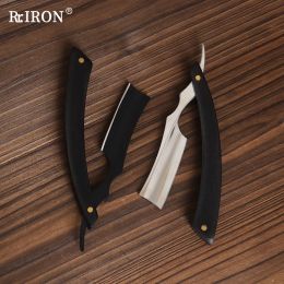 Blades Riron Professional Straight Barber Razor Men Manual Tilming Raser Couteau avec poignée en bois