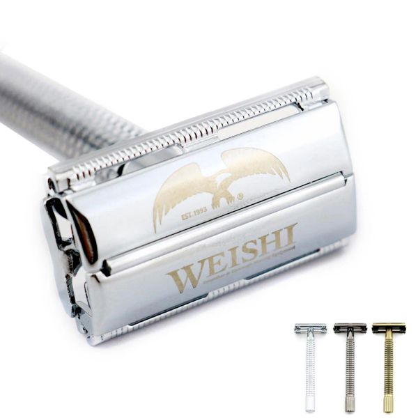 Blades Weishi Butterfly Rasage de sécurité Razors Classic Manual Safety Razor Long Pandage argenté Couleur de pistolet bronze noir High Quality Nouveau