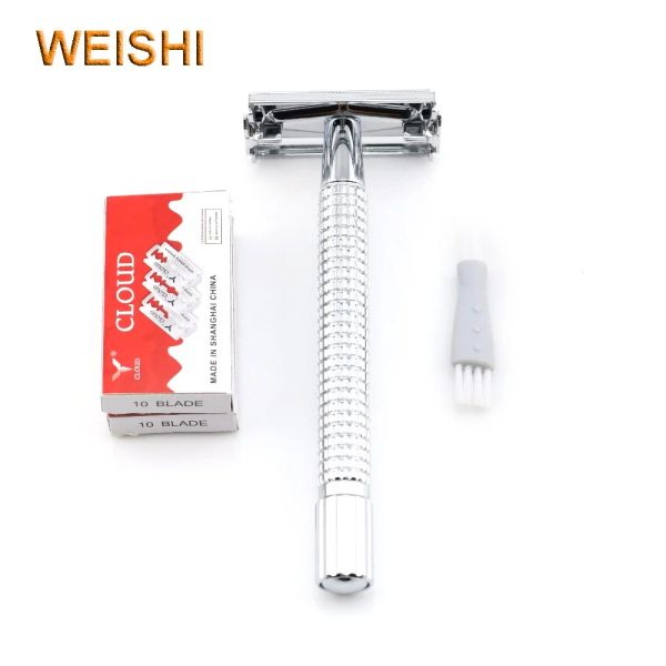 Blades Weishi Classic Safety Razor Handle 9306fl Butterfly Razor Chromium Surface Top Quality 1PCS / Lot