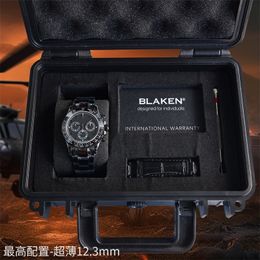 Blaken Montre de Luxe Mens Watches Wristwatch 40x12.3mm 7750 Chronograph Mouvement mécanique noir Refined Steel Diamond Diamant Wistrands Relojes