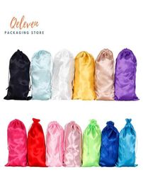 Blanc 13 couleurs soie satin extension de cheveux sacs d'emballage femmes humaines perruques de cheveux vierges paquets sacs d'emballage sac d'emballage cadeau Y01027062