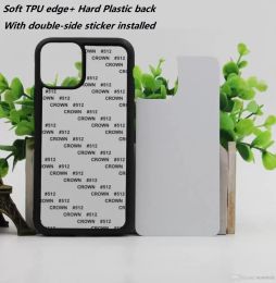 Coques de téléphone vierges en TPU de Sublimation 2D pour iPhone 15 14 13 11 Pro Max SE 12 X xr xs avec inserts en aluminium