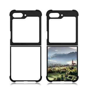 Coques de téléphone vierges en TPU et PC à Sublimation 2D, pour Samsung Galaxy Z flip 3/4/5, avec Inserts en aluminium, bord antidérapant