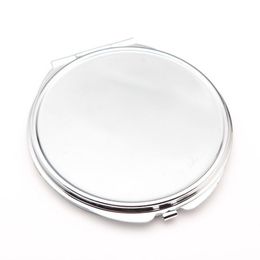 Blanco 70mm * 70mm Compact Mirrors Silver Cosmetic Pocket Mirror Case voor DIY Personaliseer Gravure