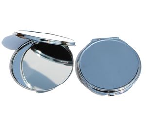 Blanco 75mm compact spiegels zilveren cosmetische zak spiegel geval voor DIY Personaliseer gravure # 18122-1