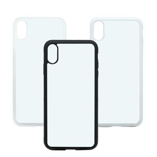 Estuche en blanco para iPhone X XS MAX XR Estuche para teléfono de plástico duro con impresión por sublimación 2D con inserto de metal Carcasa para teléfono móvil 0z