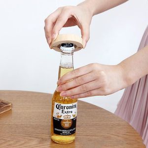 Ouvre-bouteille de bière en bois de forme ronde, bricolage vierge, dessous de verre, aimant de réfrigérateur, ouvre-bouteille de décoration RH4329
