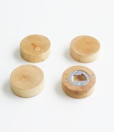 Blank Diy Wooden Round Bottle Opener Coaster Refinete Magnet Decoración Botella abreer8831680