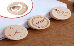 Blanco DIY houten ronde vorm magnetische flamingo cartoon bedrukte fles opener Coaster koelkast magneet decoratie bierfles opener2476802