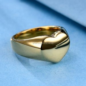 Anillo de corazón en blanco Banda Mujeres Hombres Acero inoxidable Chapado en oro Anillos gruesos Amantes Dedo Militar Hip Hop Joyería de moda Will y Sandy