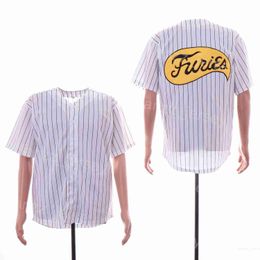 Blank Moive The Furies Maillots de baseball rétro à fines rayures blanches couleur de l'équipe Cooperstown College vintage équipe Cool Base University pur coton coutures respirantes