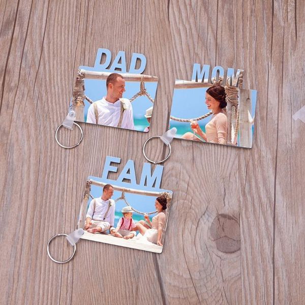 Vierge maman papa famille MDF porte-clés porte-clés Sublimation transfert de chaleur Photo en bois porte-clés bricolage porte-clés Kit fabrication de bijoux