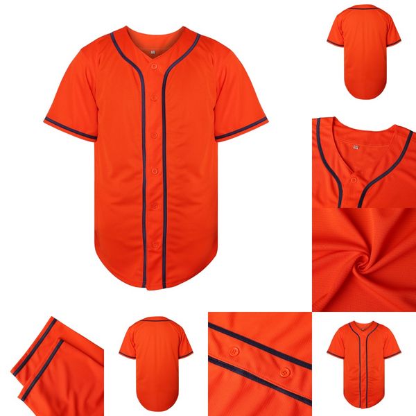 Maillot de baseball orange vierge 2021-22 broderie complète de haute qualité personnalisée votre nom votre numéro S-XXXL