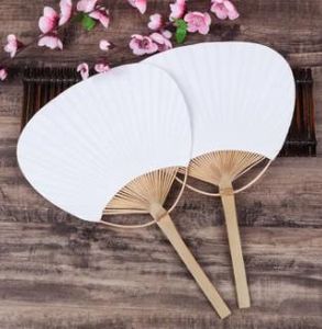 Blanco Papier Fan Diversen Bamboe Handvat Zijdige Circulaire Fan Student Kinderen Hand Schilderen Kalligrafie Chinese Ronde Fans DIY Top Kwaliteit