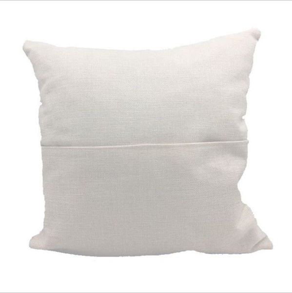 Funda de almohada en blanco de 40x40cm, funda de almohada con bolsillo para libros de Color sólido, fundas de cojines de lino de poliéster blanco Beige personalizadas, suministros para el hogar