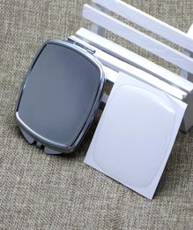 Lege rechthoekige compacte spiegel zilveren zakspiegel opvouwbare spiegel met DIY heldere hars epoxy sticker M057FY 7085587