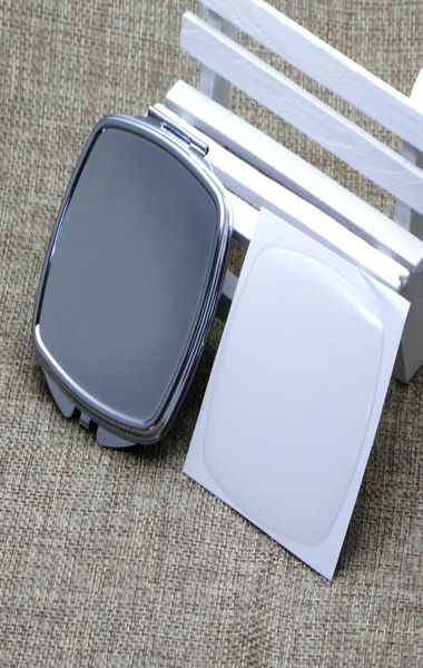 Miroir de poche en argent rectangle vide miroir pliable avec un autocollant époxy en résine transparente DIY M057FY 9471876