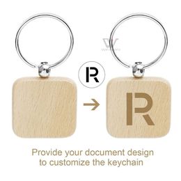 Round Round Round en bois Party en chaîne de clés Favor DIY PENDANT WOOD KEYCHAIN ​​CHEYRING Tags pour les cadeaux de la Saint-Valentin d'anniversaire fy5473 EE en gros