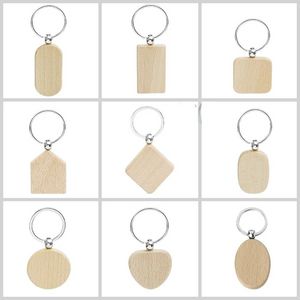 Round Round Round en bois Party Chain Party Favor Diy Pendant Pendant Wood Keychain Keyring Tags pour les cadeaux de la Saint-Valentin d'anniversaire FY5473 SS1213