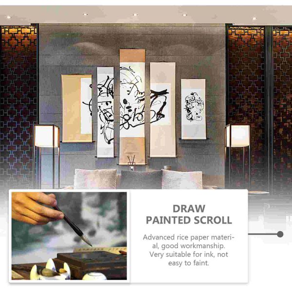 Pintura de caligrafía china en blanco Pintura colgante Dibujo de papel accesorio de madera Hojas de caligrafía