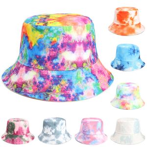 Tie Dye emmer hoed mode dubbelzijdige geschilderde outdoor casual cap zon hoed brede rand hoeden