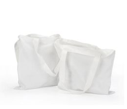 Bolsa de sublimación en blanco, bolsas de hombro de tela de algodón y poliéster blanco DIY, bolsas de asas con impresión por transferencia de calor para comestibles 9899729