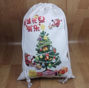 Sac de Noël à sublimation vierge Sacs cadeaux Santa Sack Sac de bonbons à cordon de grande capacité Décorations de festival à domicile personnalisées LSK1408