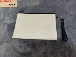 Bolso de maquillaje de lino de sublimación en blanco Caja de almohada Coster Mantel para impresión de tinta DIY Regalos de DIY Presión de calor Monedero billetera Bolsa de billetera 23 * 15 cm