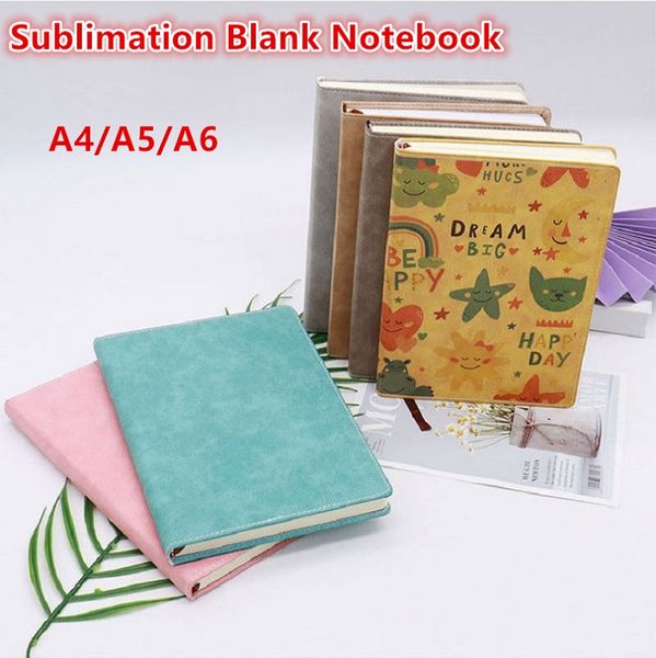 Cahier de sublimation vierge A4/A5/A6 Couverture en cuir PU pour sublimation Cahier à surface souple Consommables d'impression par transfert à chaud Couverture colorée pour subliation DIY