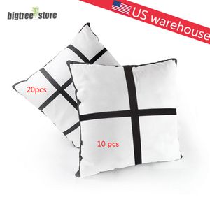 Fundas de almohadas de sublimación en blanco Funda de almohada de transferencia de calor de poliéster tejido Fundas de cojines Fundas de almohada de sofá 17.7x17.7 pulgadas Almacén de EE. UU.