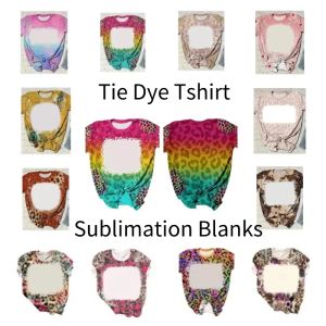 Blank Tie Sublimatie Dye T-shirts Tee Tops T-shirt Thermische Transfer Blanks Korte Mouw Kleding voor DIY Custom Printing FS9550 s