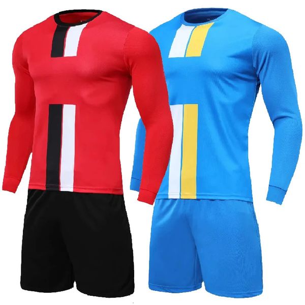 Camisetas de fútbol en blanco para hombres, camisetas de fútbol para niños, conjunto de uniformes de camiseta de fútbol de invierno, camiseta de fútbol de manga larga para adultos, conjunto 240306