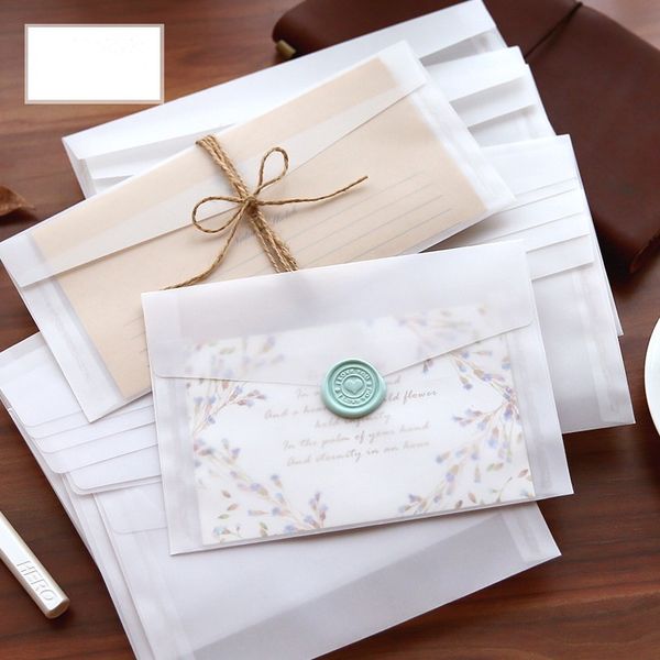 Enveloppe translucide vierge pour invitations, cartes postales, boîte-cadeau européenne, enveloppes pour cartes de message, lettres d'affaires de mariage