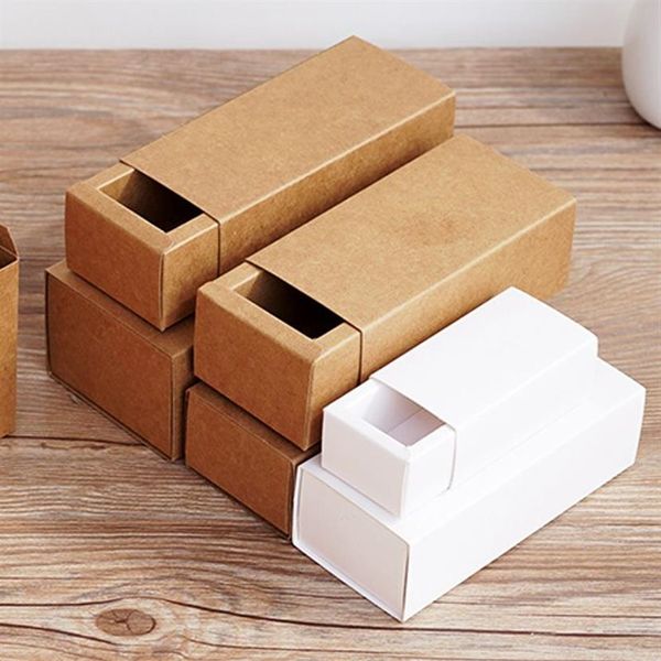 Cajas de cajón de papel Kraft blanco en blanco para cosméticos botella cuentagotas de aceite esencial caja de embalaje de regalo de joyería 20 piezas- 10 30 50 100ml287k