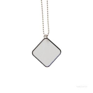 Étiquette de chien de sublimation blanche vierge Carte d'identité pour animaux de compagnie en acier inoxydable Étiquette d'identification de chiot chat pendentif pour animaux de compagnie en métal avec chaîne T2I51801