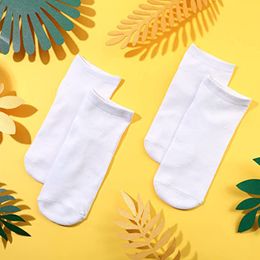 Chaussettes blanches par Sublimation, en Textile, chaussettes courtes imprimables, en Polyester, pour bricolage, chaussettes de sport de plein air, utilisation quotidienne