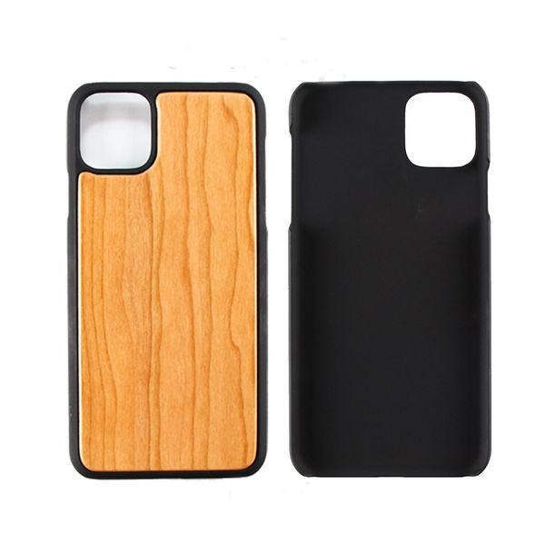 2022 cas de téléphone PC en bois respectueux de l'environnement blanc naturel sans motif pour iPhone 11 12 13 Pro Max étui de protection de couverture arrière